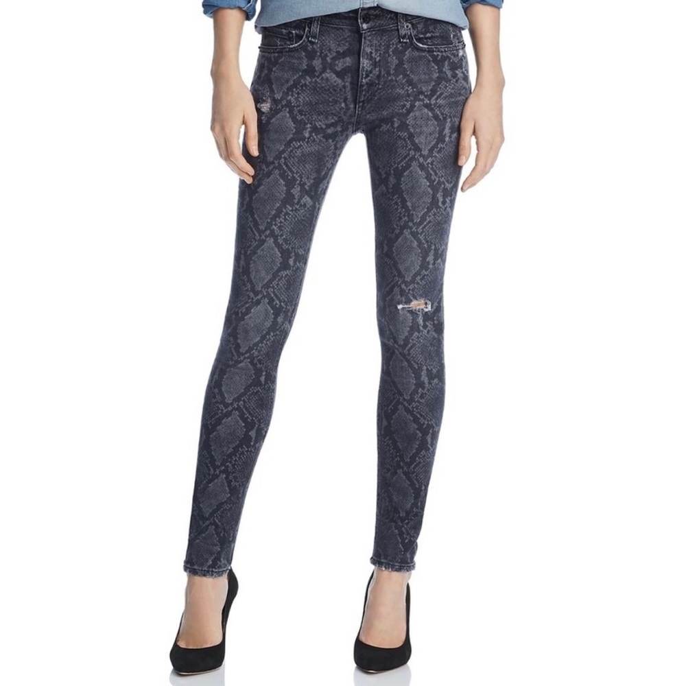 Rag & Bone Cate Mid-Rise Ankle‎ Skinny Jeans Black & Grey Snake 28  Made in USA